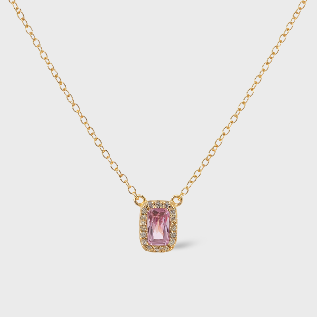 Rose Emerald-Cut Cubic Zirconia Necklace