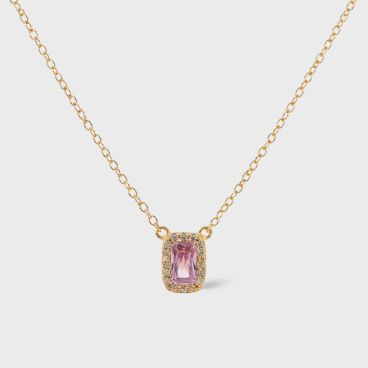 Rose Emerald-Cut Cubic Zirconia Necklace