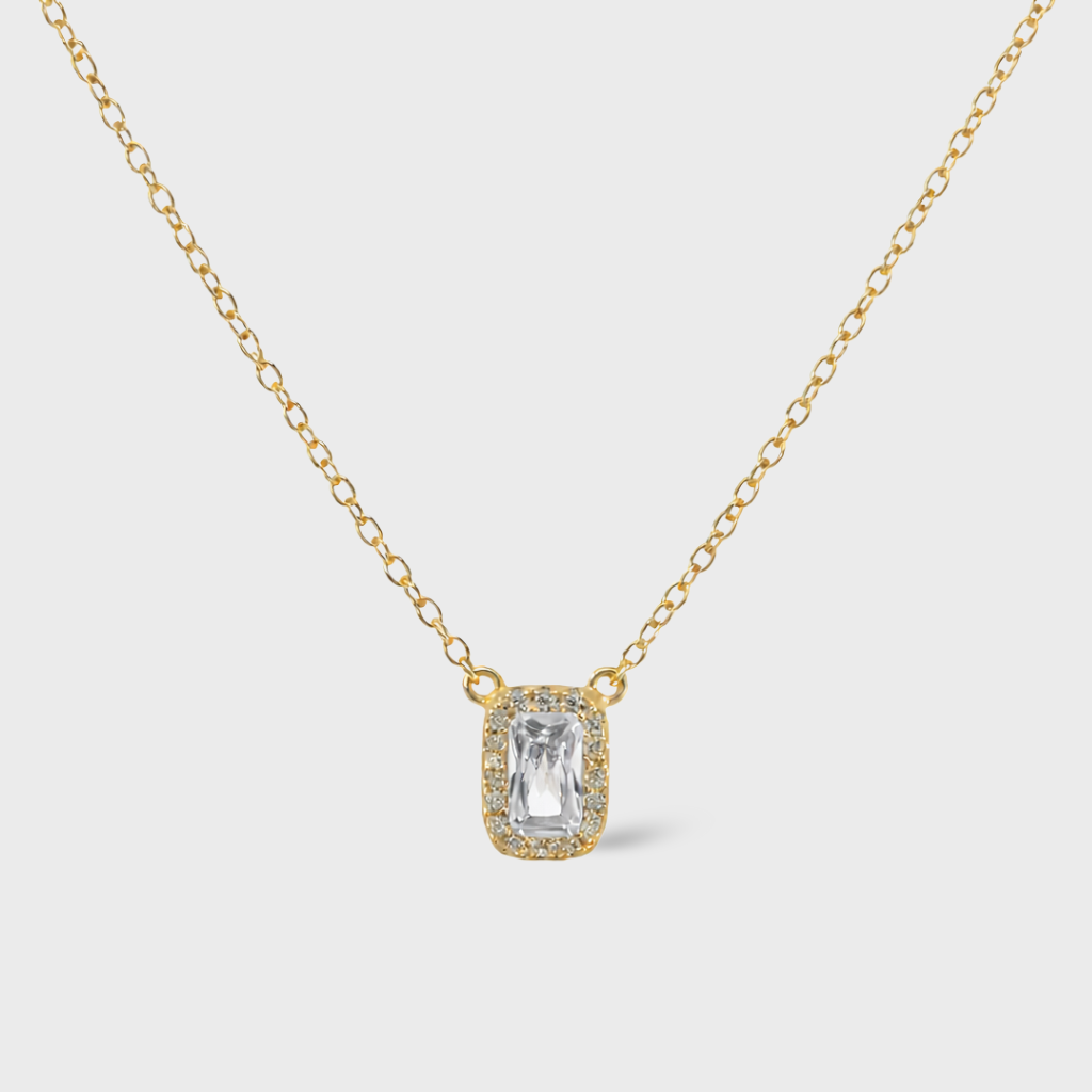 Cubic Zirconia Emerald-Cut Necklace