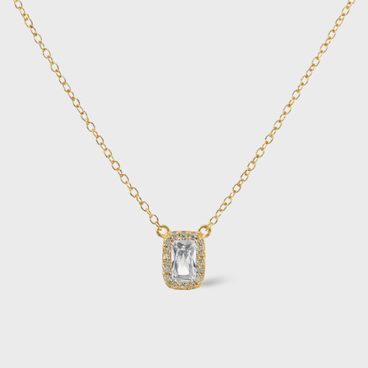 Cubic Zirconia Emerald-Cut Necklace