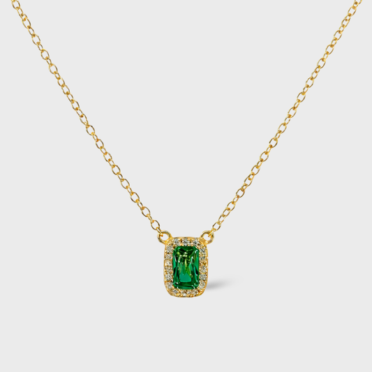 Green Emerald-Cut Cubic Zirconia Necklace