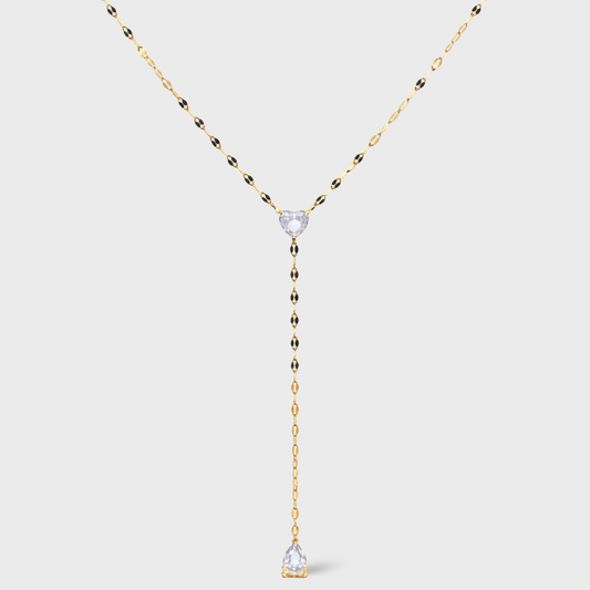 Cubic Zirconia Heart Lariat Necklace