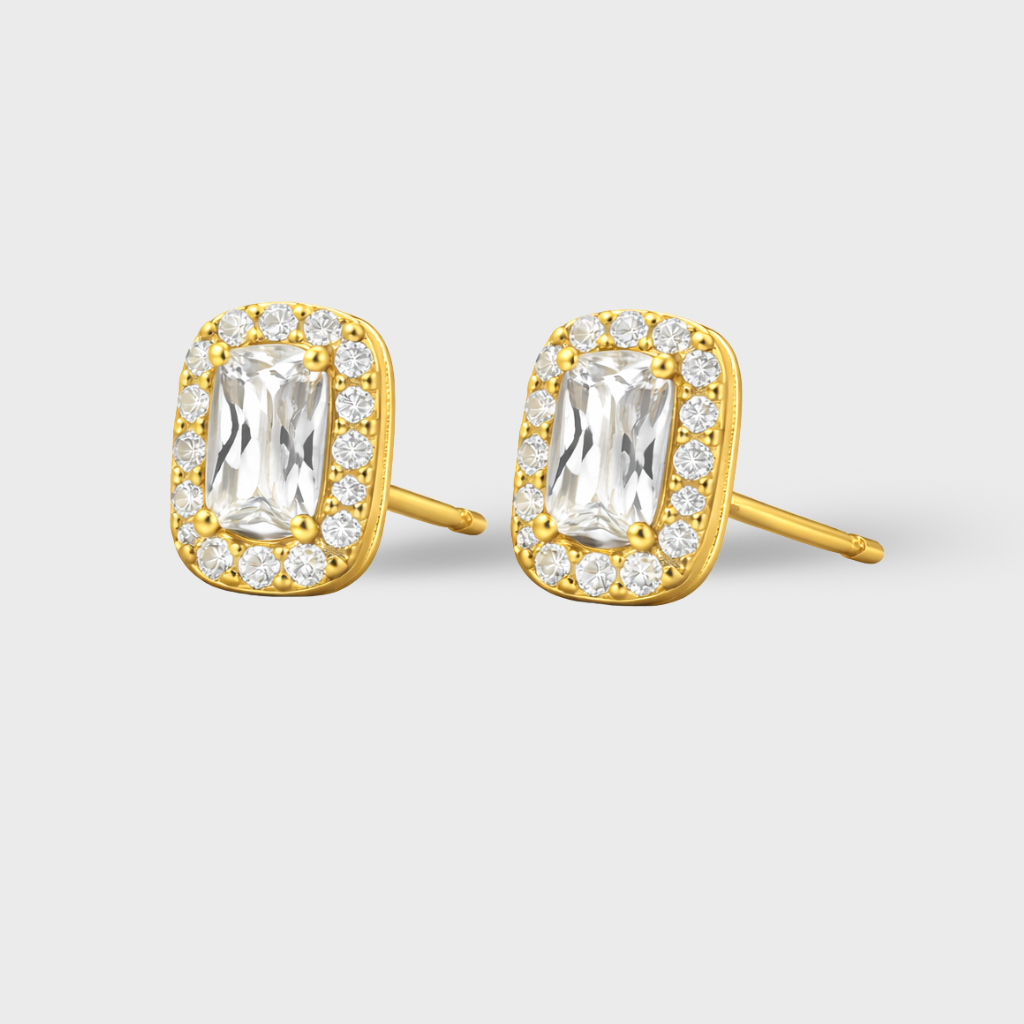 Cushion Halo Cubic Zirconia Stud Earring