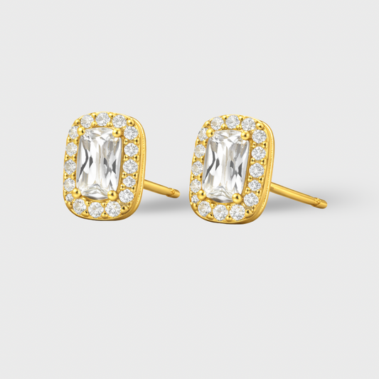 Cushion Halo Cubic Zirconia Stud Earring