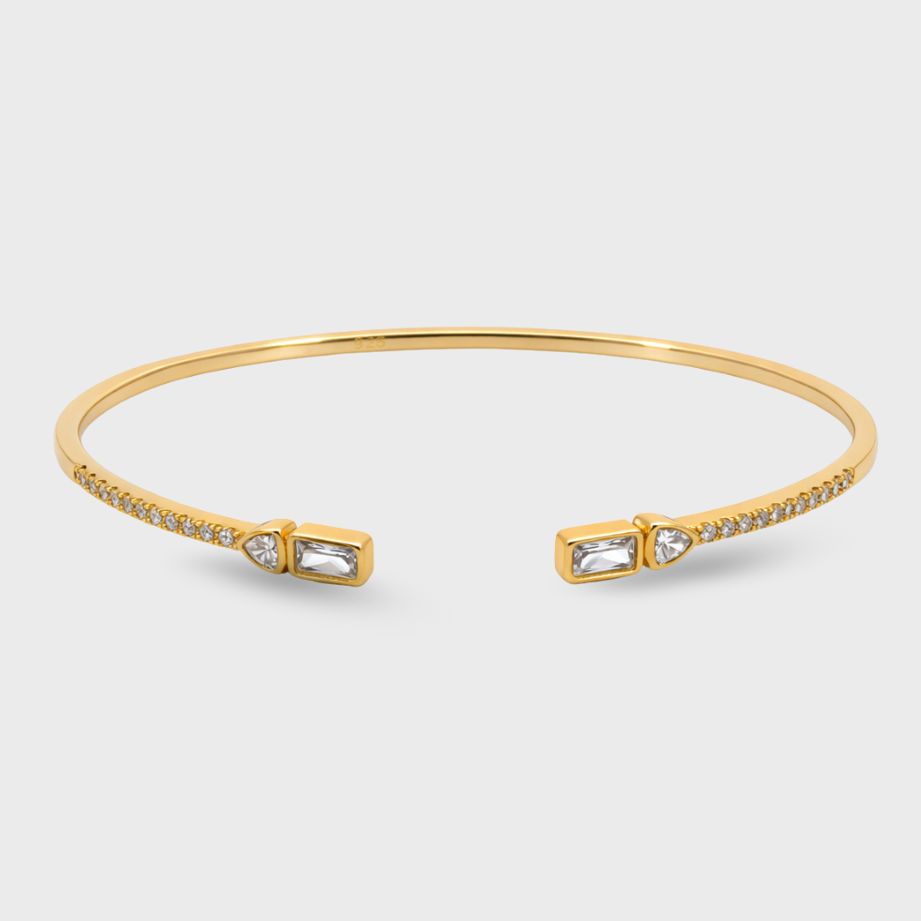 Open Baguette & Pavé Cubic Zirconia Bangle