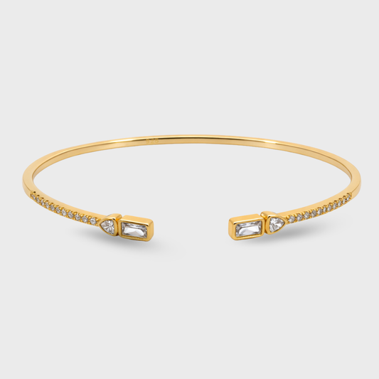 Open Baguette & Pavé Cubic Zirconia Bangle
