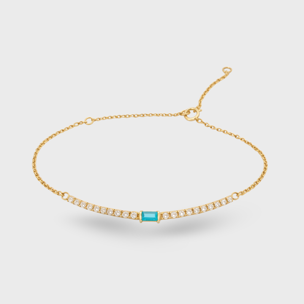 Blue Emerald-Cut Cubic Zirconia Tennis Bracelet