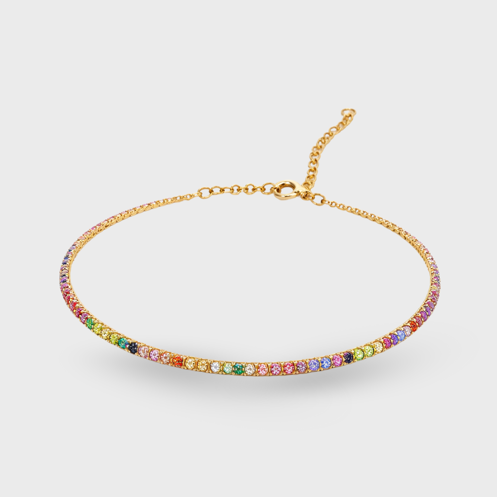 Rainbow Cubic Zirconia Tennis Bracelet