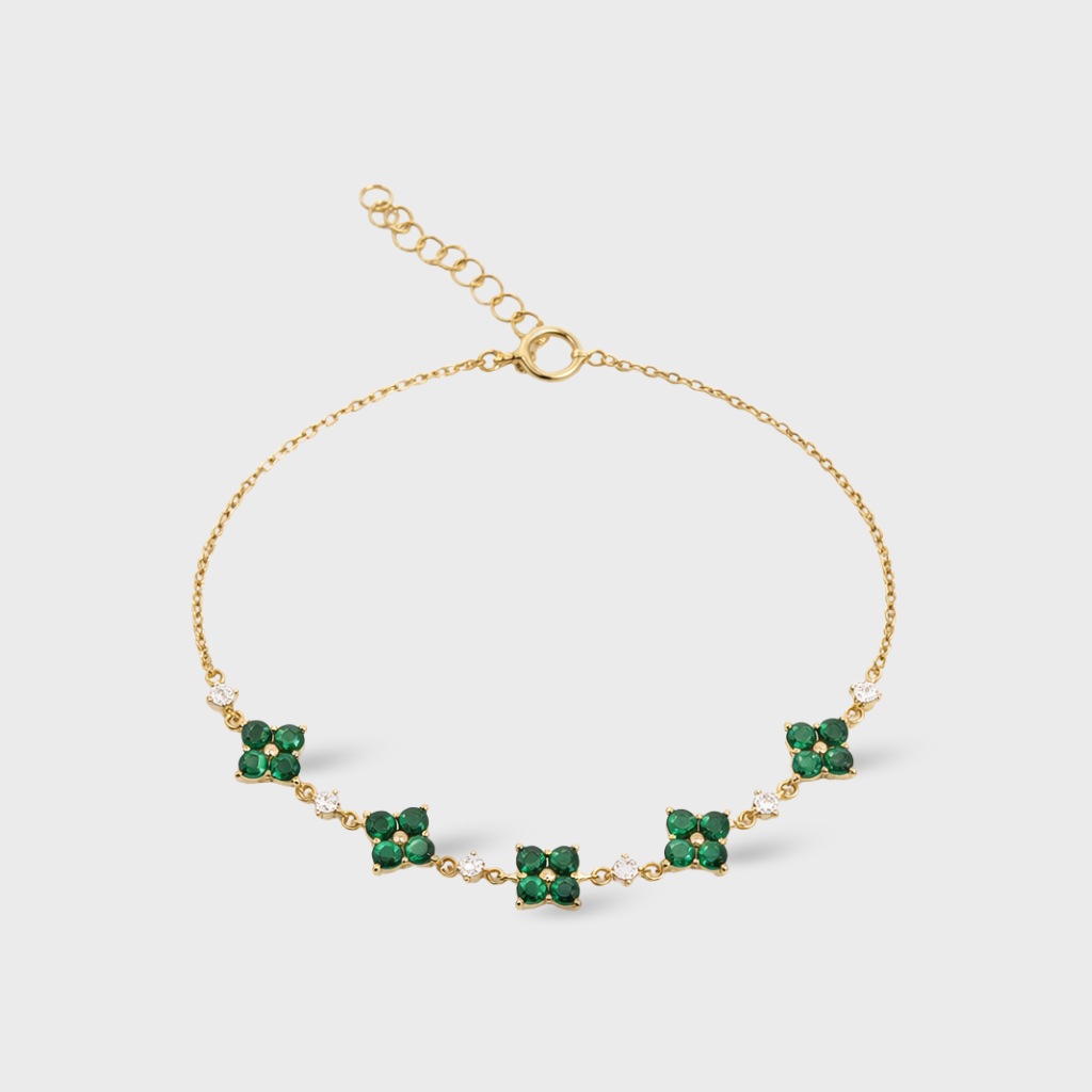 Green Cubic Zirconia Clover Bracelet