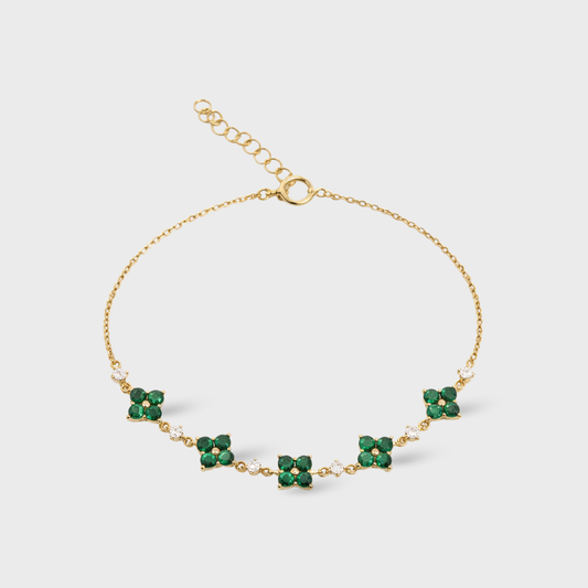 Green Cubic Zirconia Clover Bracelet