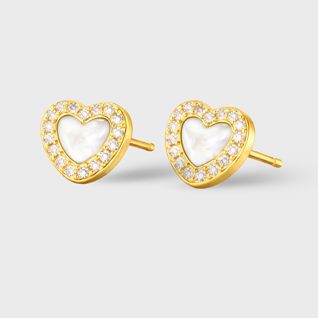 White Heart Cubic Zirconia Stud Earrings