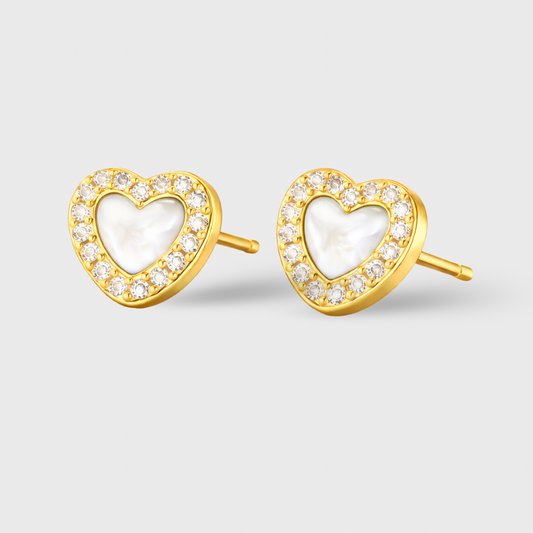 White Heart Cubic Zirconia Stud Earrings