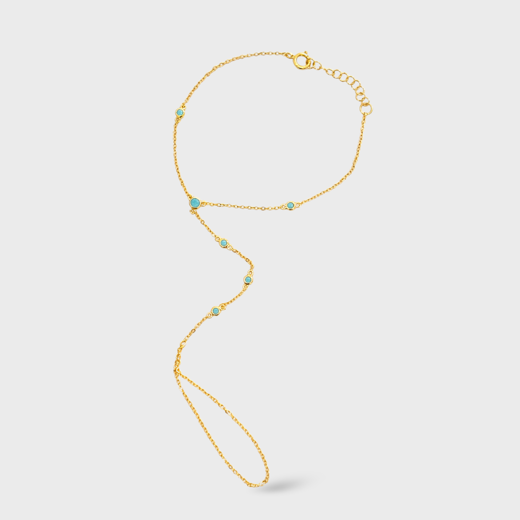 Bezeled Blue CZ Handchain