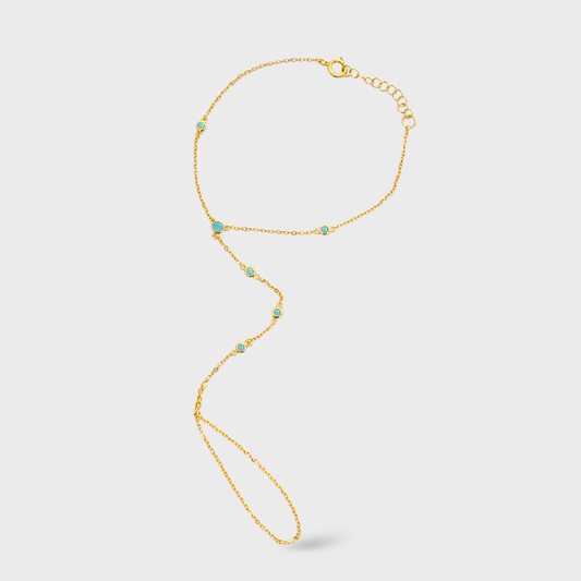 Bezeled Blue CZ Handchain