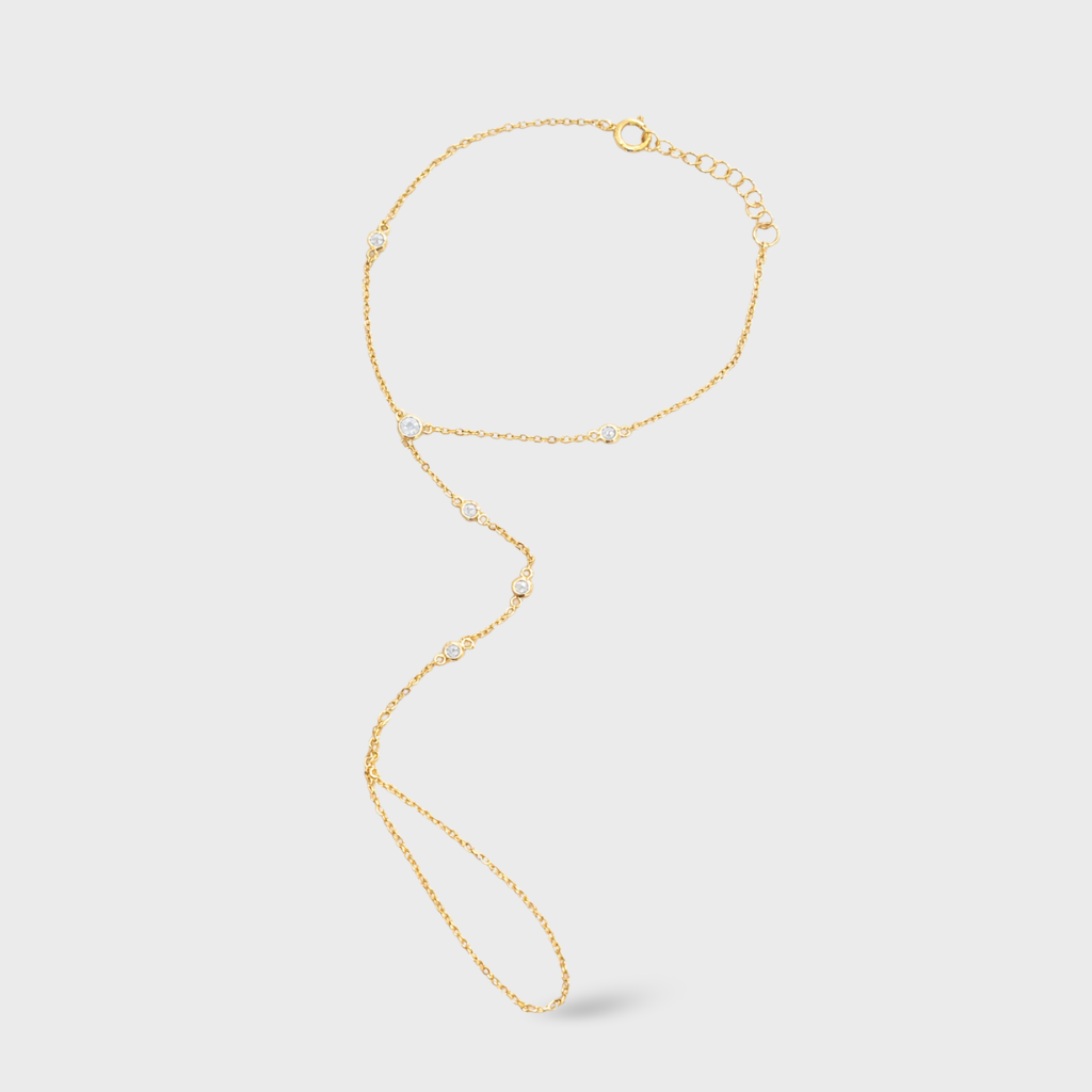 Bezeled Cubic Zirconia Handchain