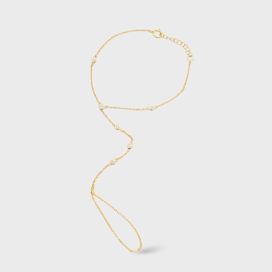 Bezeled Cubic Zirconia Handchain