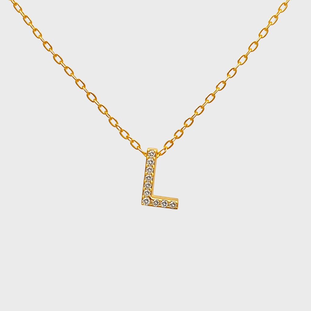 Cubic Zirconia Initial “L” Necklace