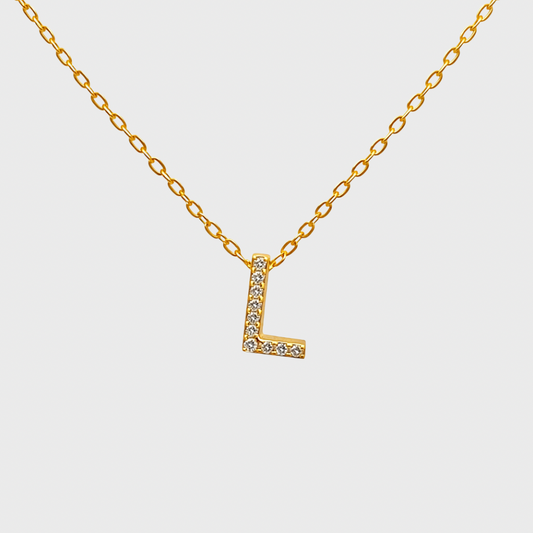 Cubic Zirconia Initial “L” Necklace