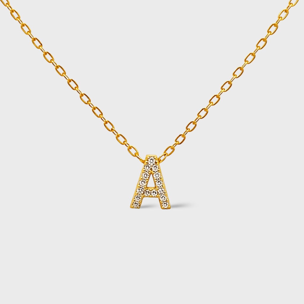 Cubic Zirconia Initial “A” Necklace