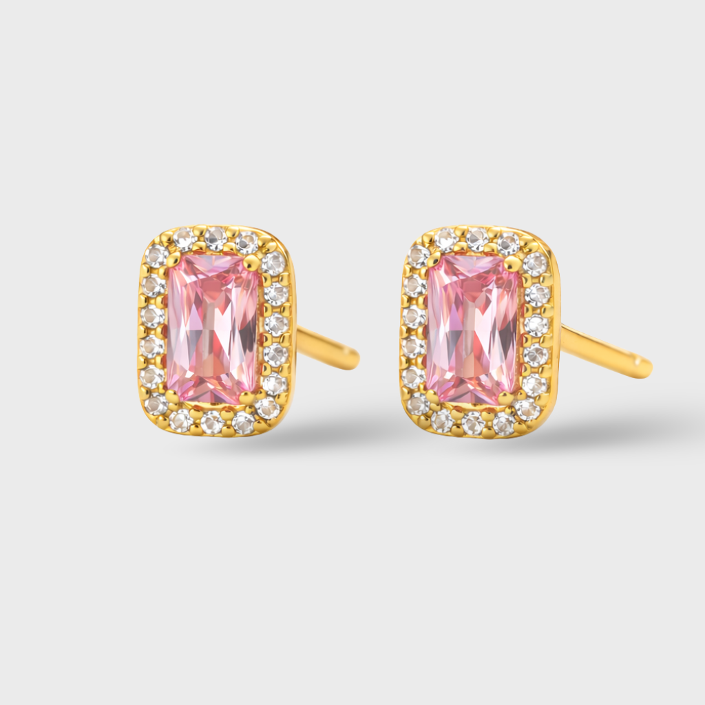 Rose Cubic Zirconia Stud Earrings