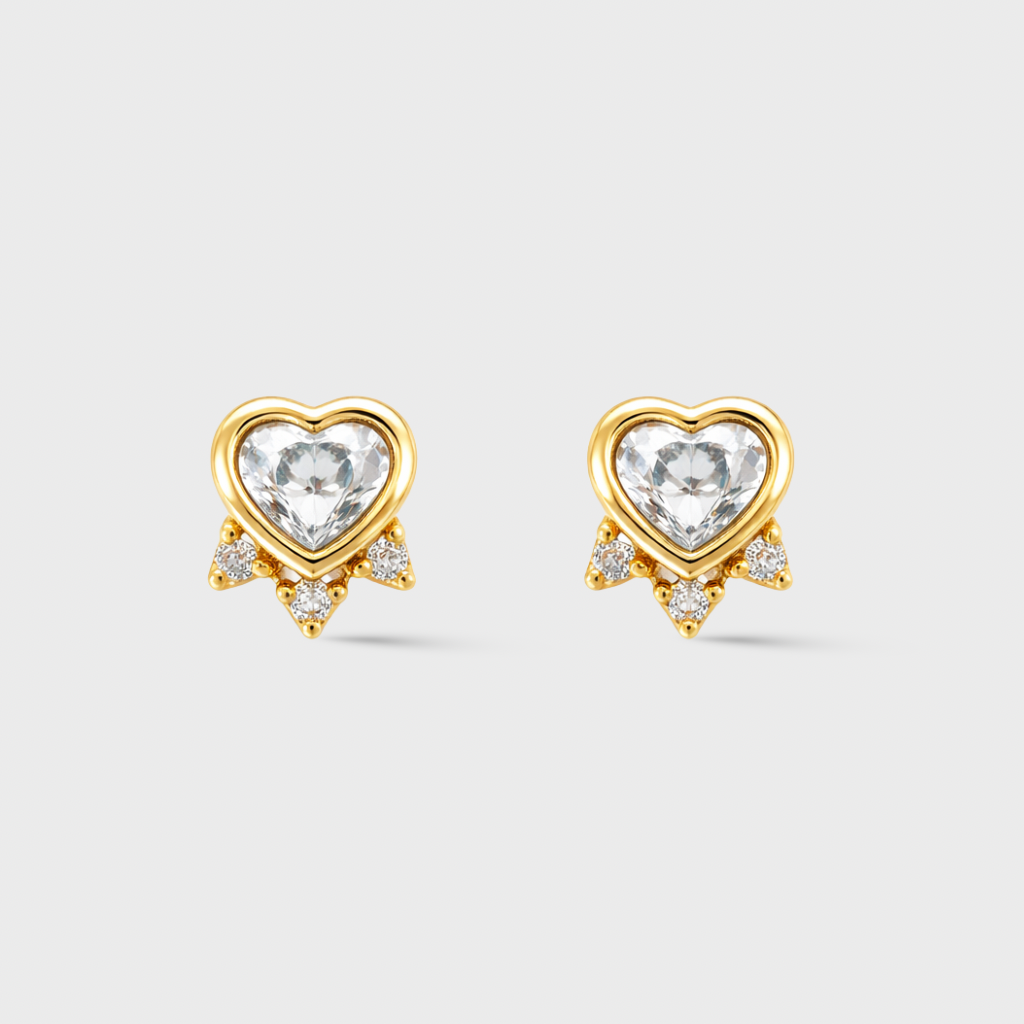 Heart Cubic Zirconia Studs