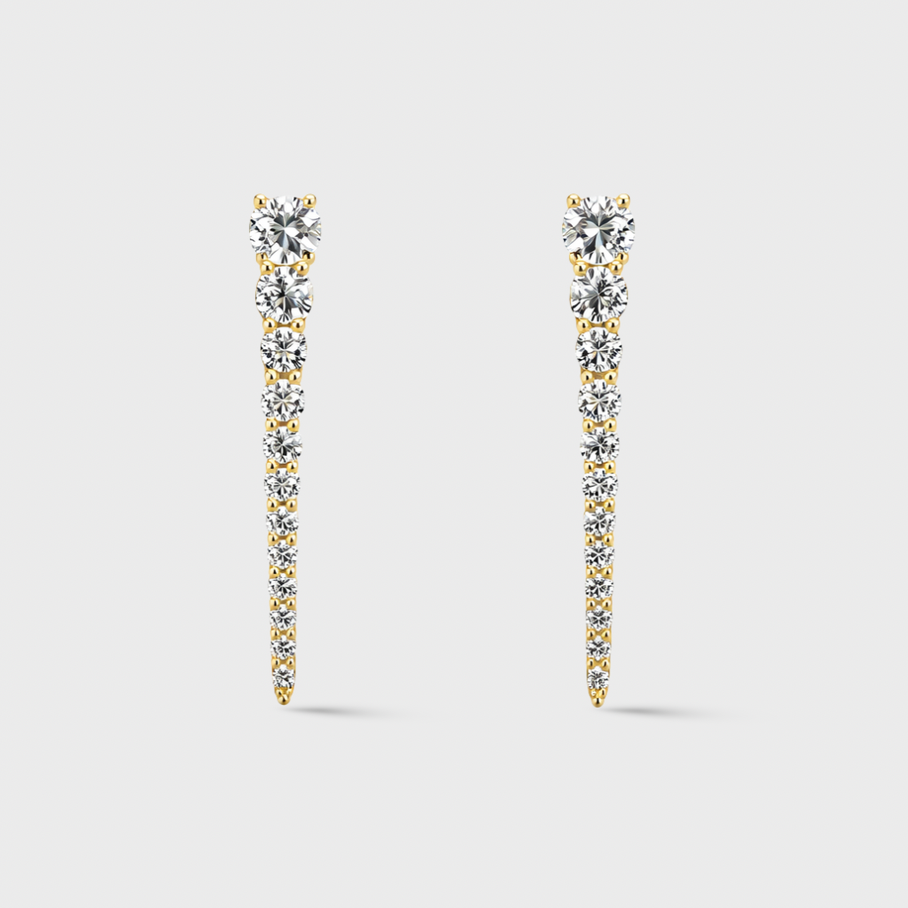 Cubic Zirconia Linear Drop Earrings