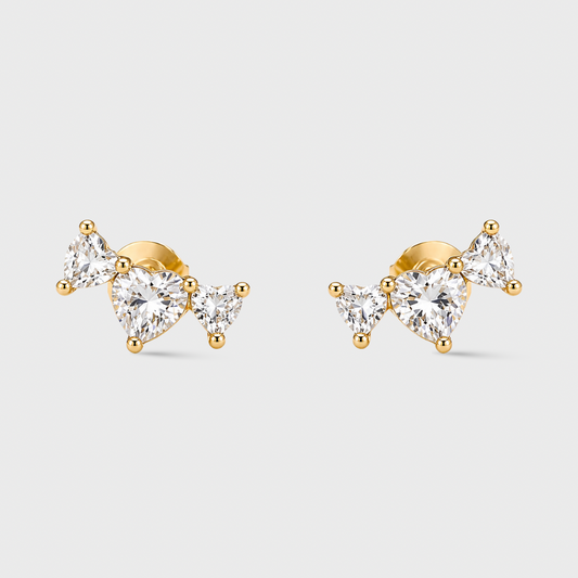Heart Trio Stud Earrings