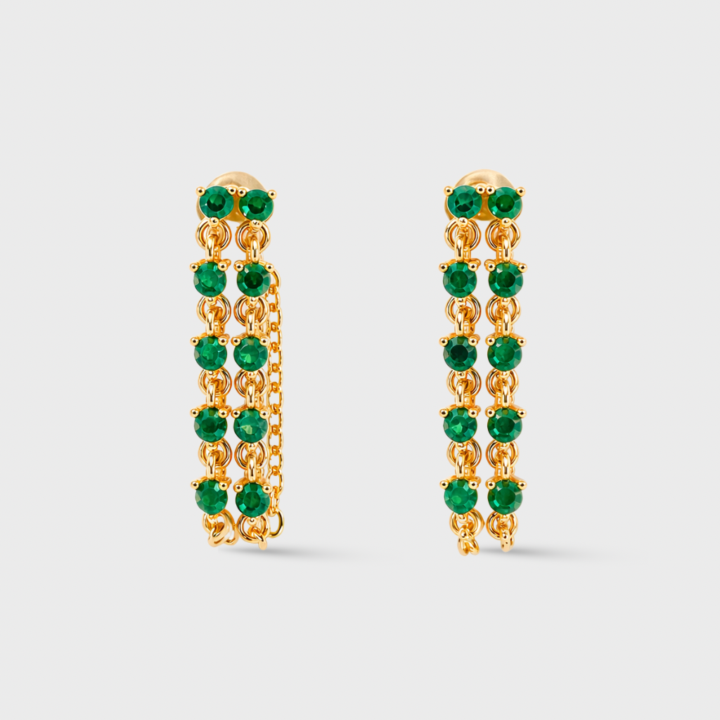 Green Chain Drop Earrings