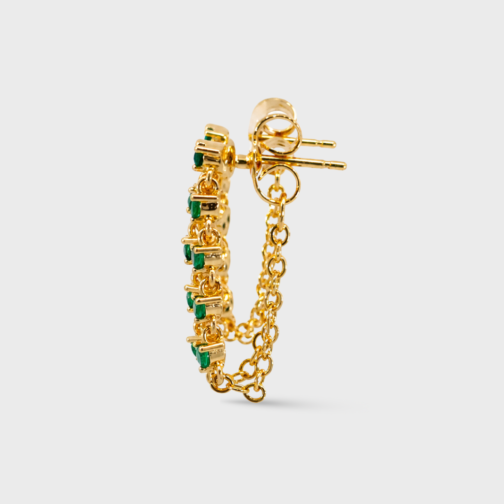Green Chain Drop Earrings