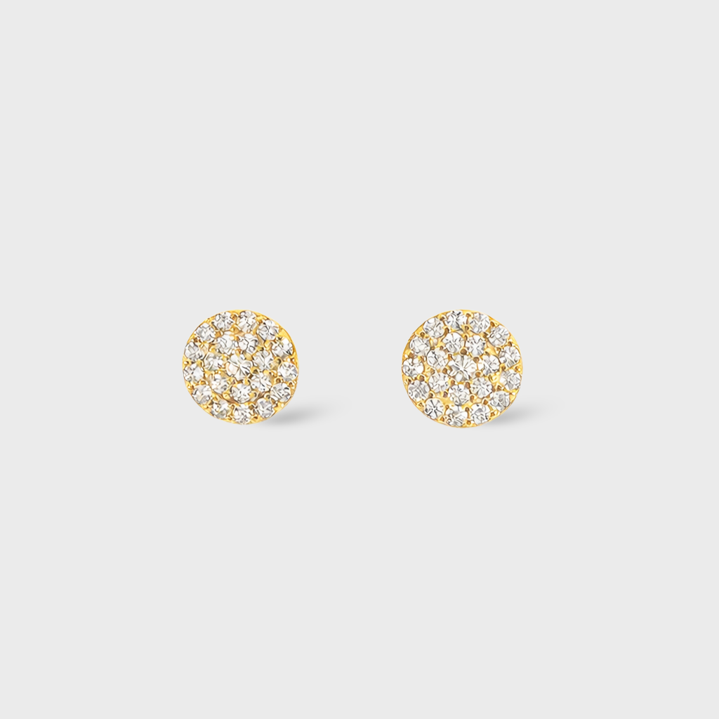 Pave Disc Stud Earrings