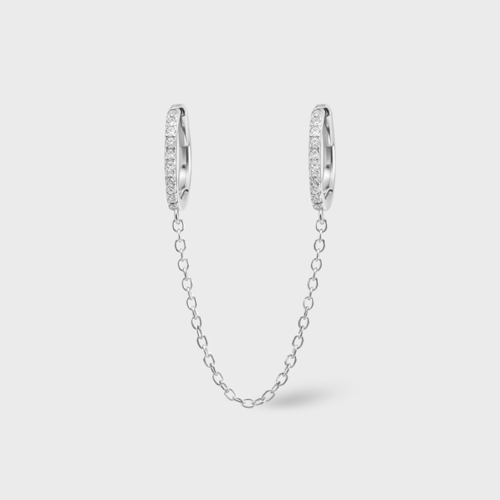 Double Chain Huggie Earring (SINGLE)