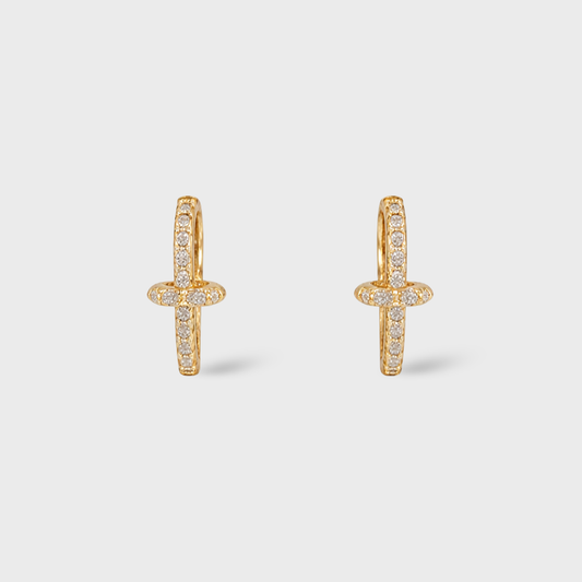 Cross Huggie Earrings