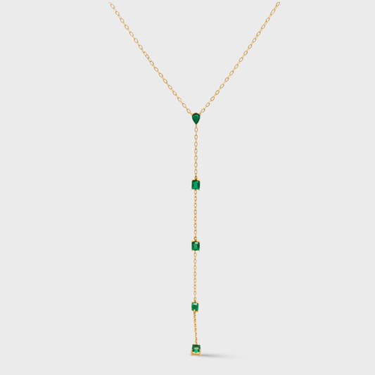 Green CZ Lariat Necklace