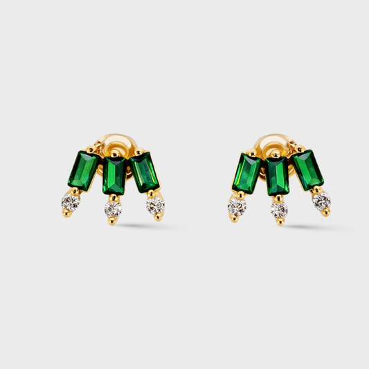 Green & Clear CZ Cluster Studs