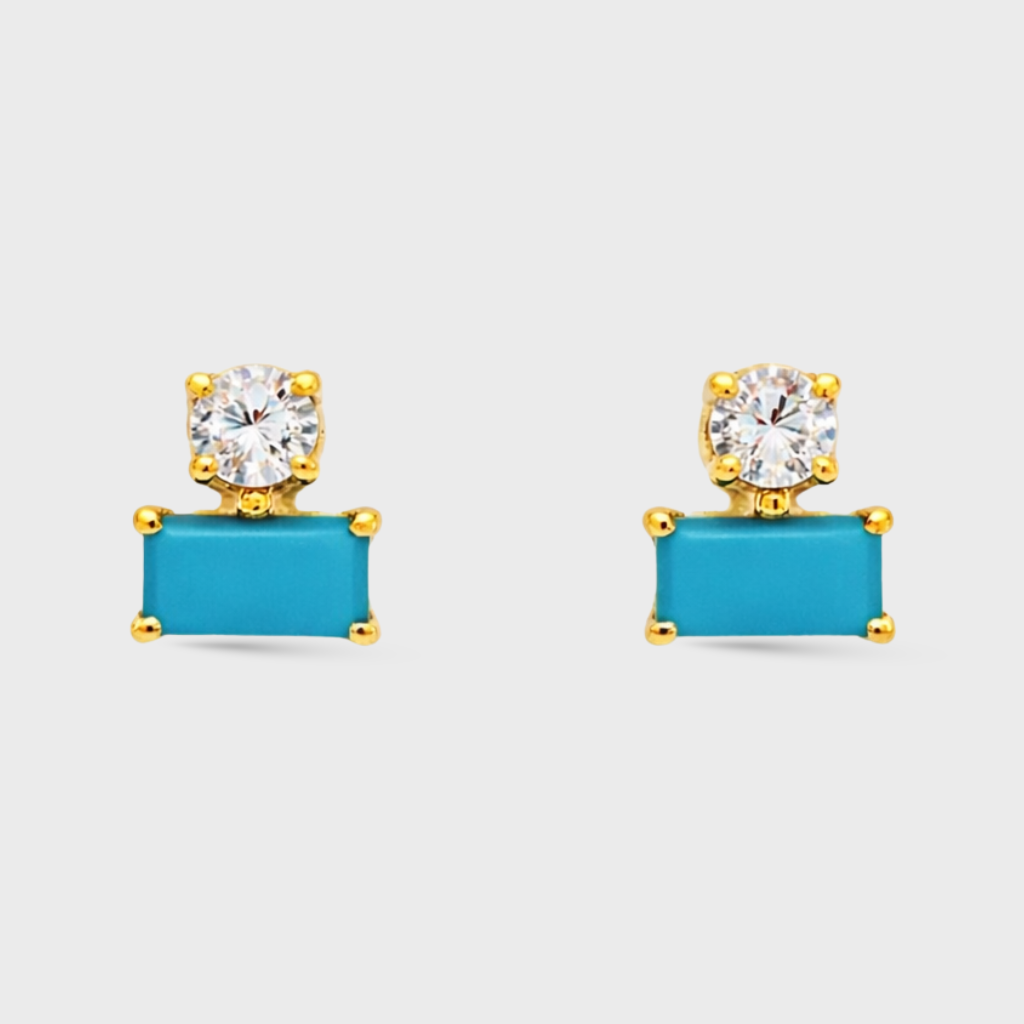 Turquoise Baguette Point Studs