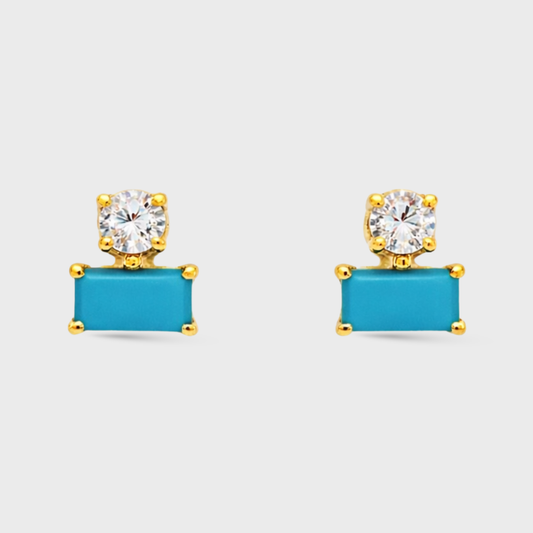 Turquoise Baguette Point Studs