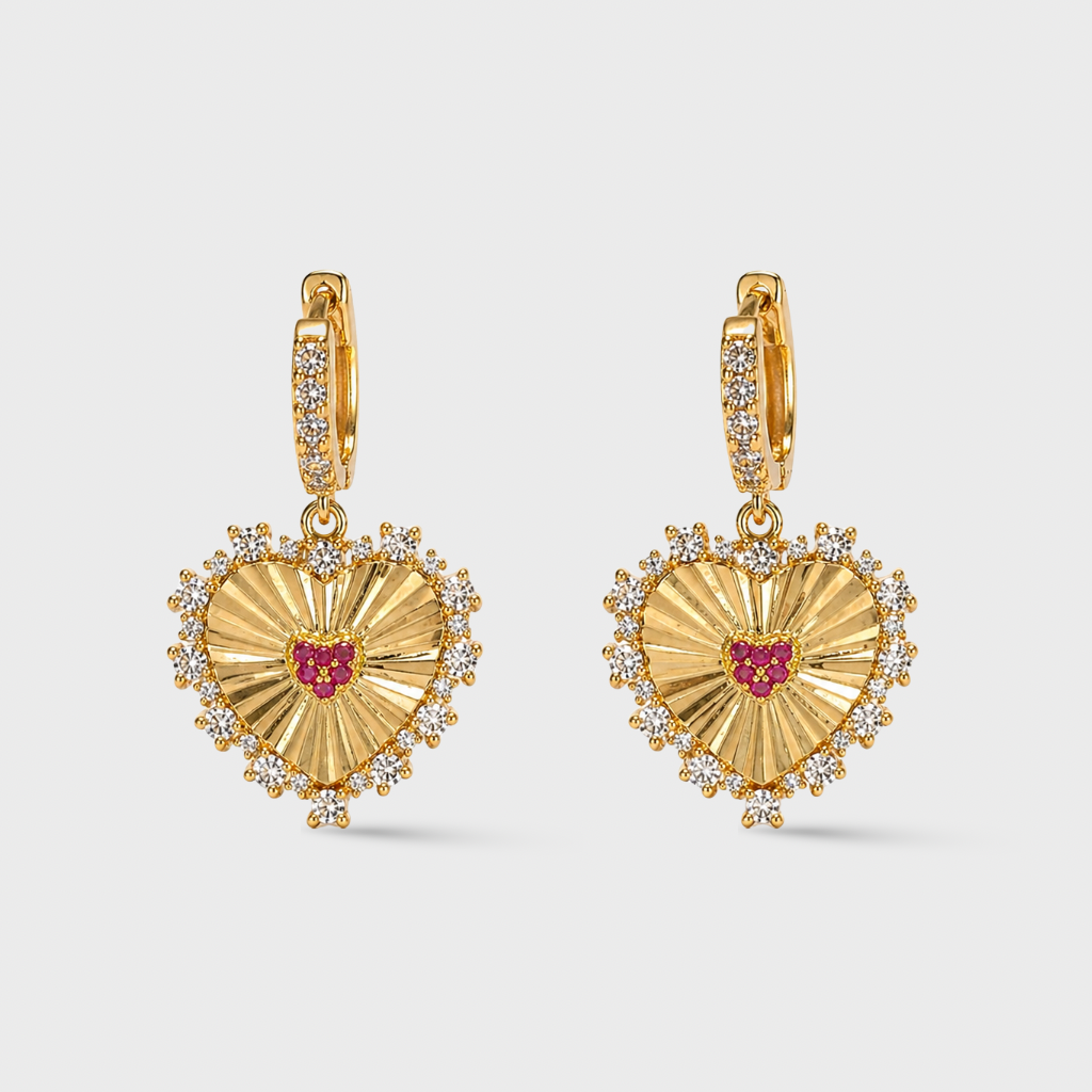 Dangling Heart Earrings Rose