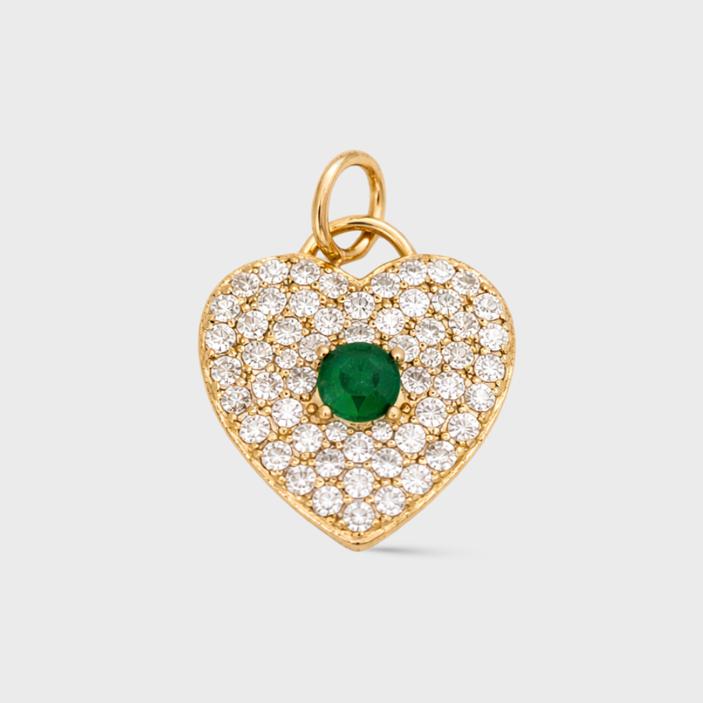 Heart Pendant with Green Cubic Zirconia