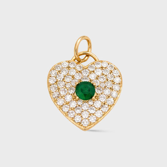 Heart Pendant with Green Cubic Zirconia